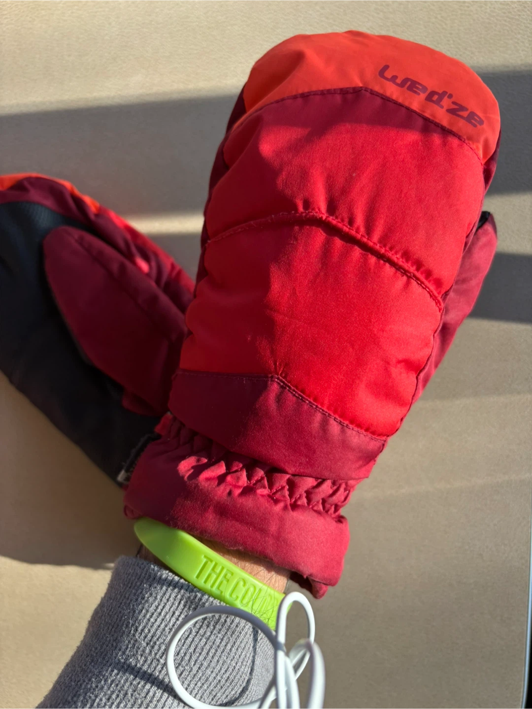 Wedze Ski Mittens - Red/Orange
