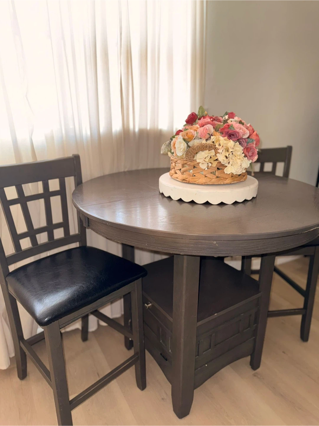 Round Counter Height Dining Table with 2 Chairs - photo 2