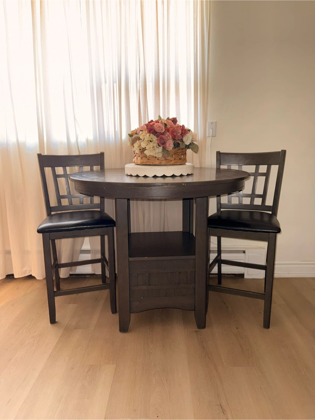 Round Counter Height Dining Table with 2 Chairs