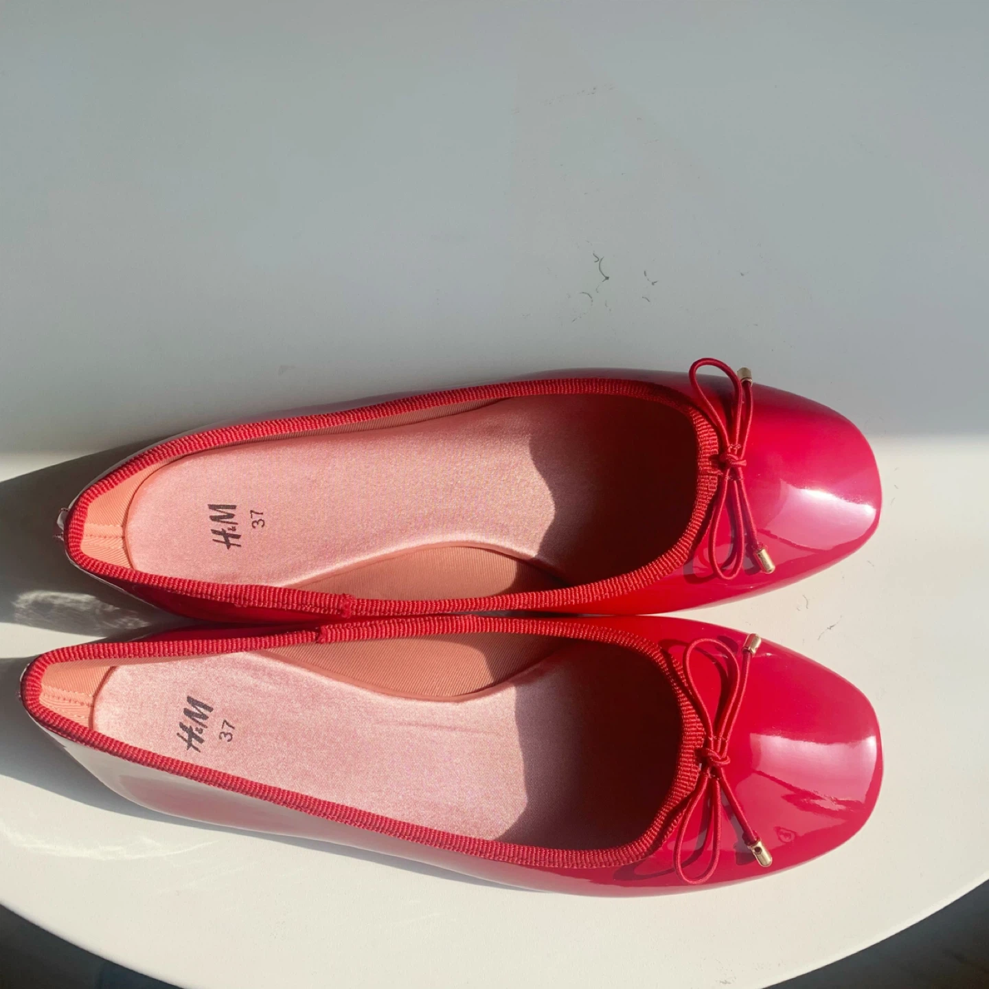 H&M Red Patent Ballet Flats EU36Bow Cute Chic - photo 2
