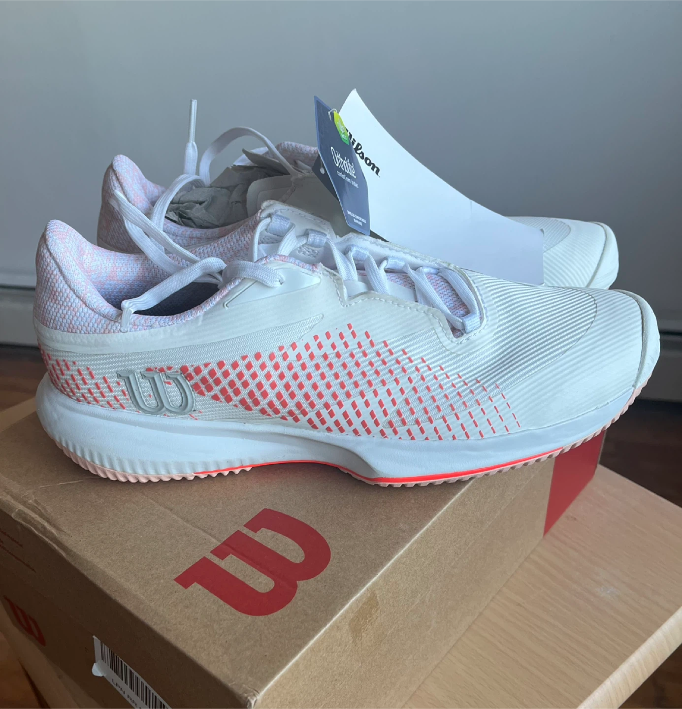 Wilson Kaos Swift 1.5 Women's Tennis Shoes White Red Blue US 9