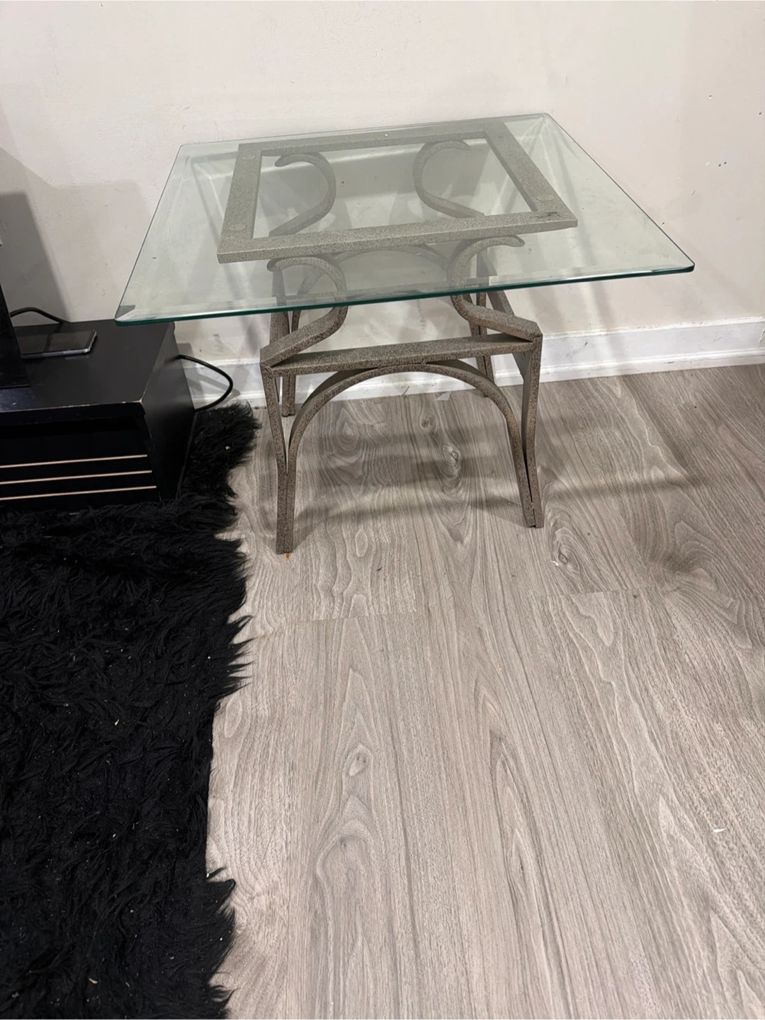 Glass Top Side Table with Metal Frame - photo 2
