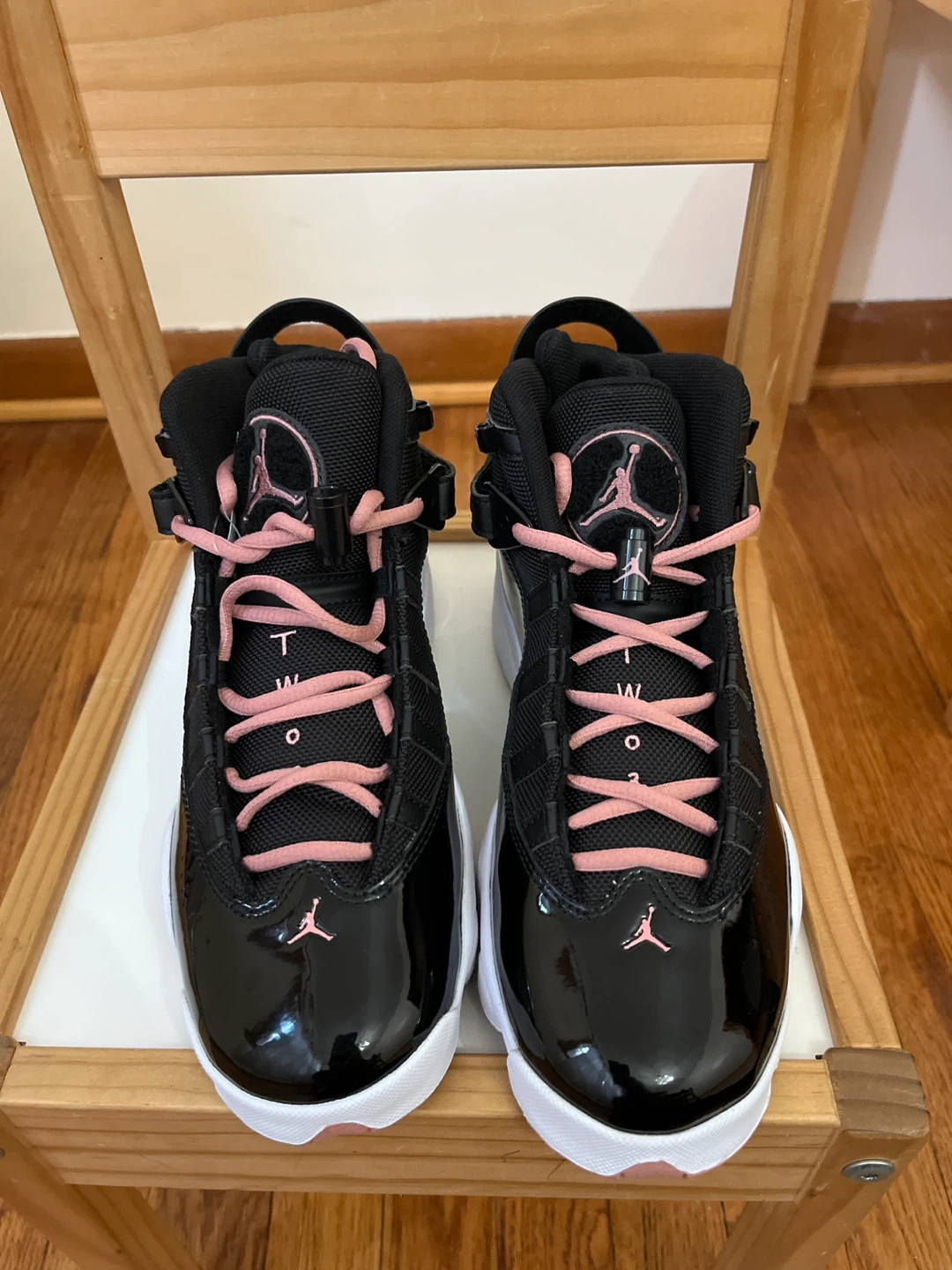 Air Jordan 6 Rings Shoes Black Pink size 7 - photo 2