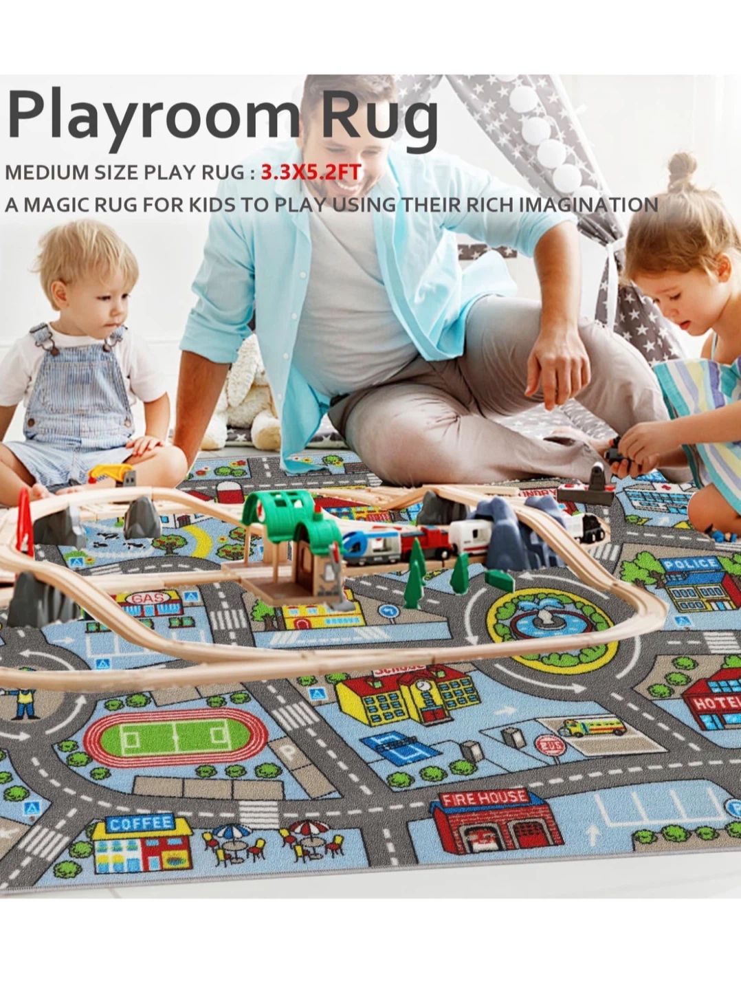 Kids Playroom Rug - City Scene 3.3x5.2ft - photo 5