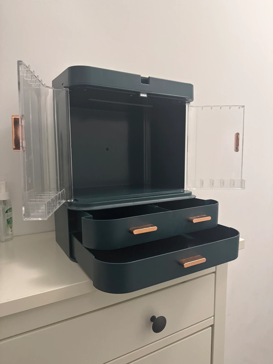 Dark Green Makeup Organizer with Drawers and Clear Doors 🥕 - photo 2