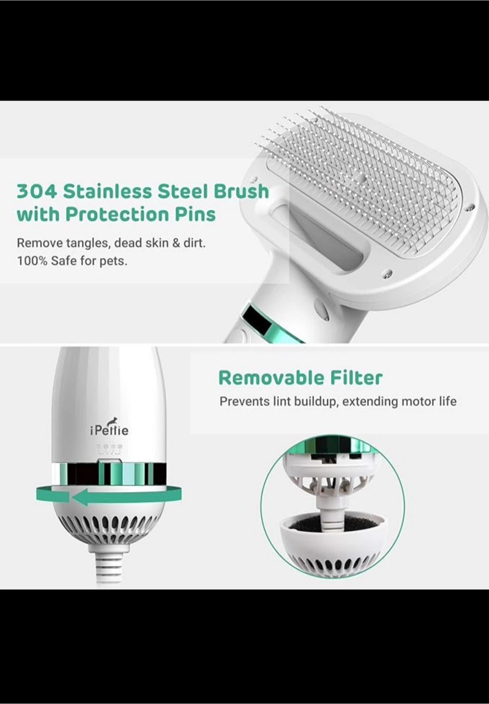 iPettie Pet Hair Dryer Brush 2-in-1 Grooming Tool - photo 5
