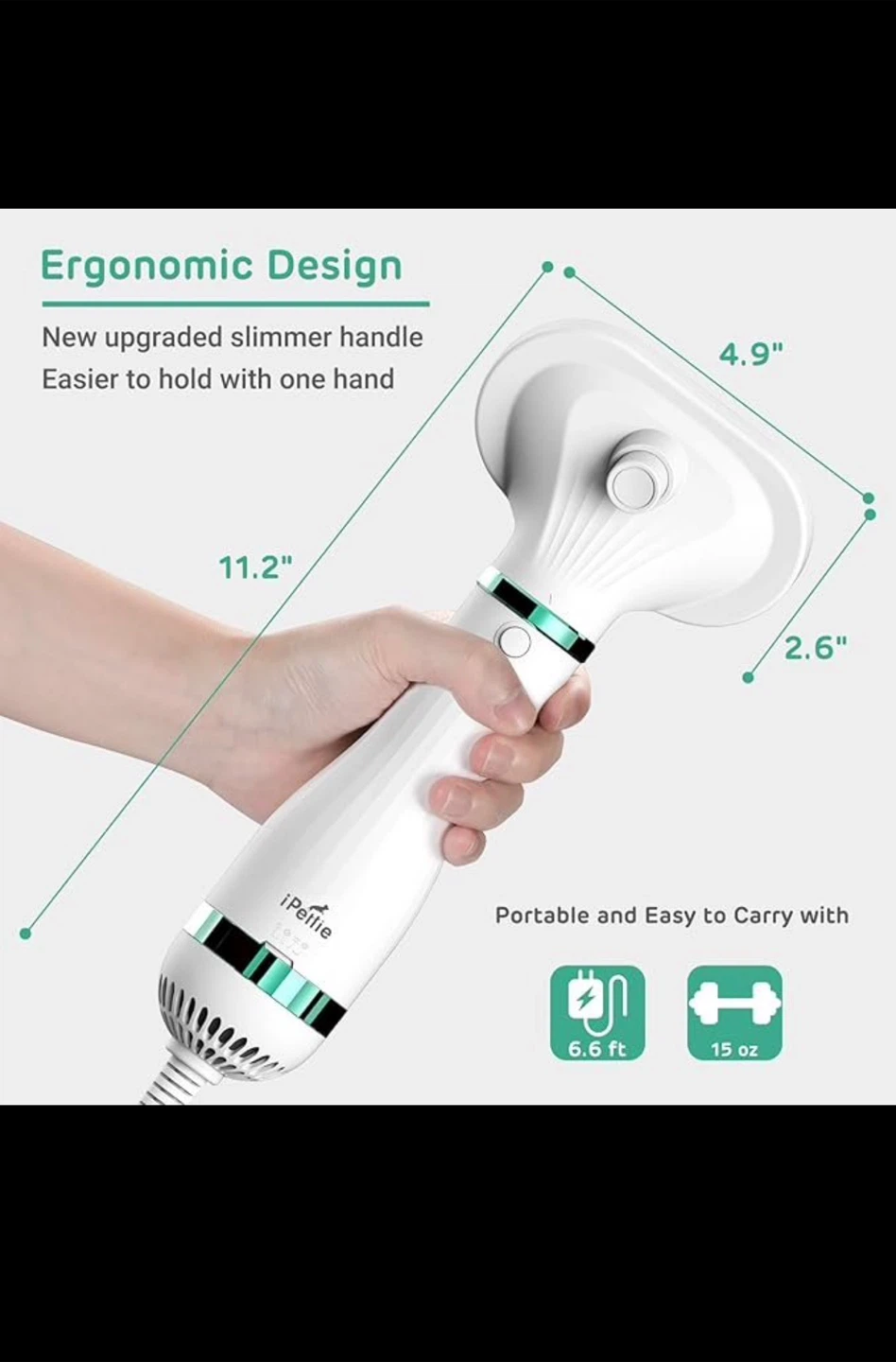 iPettie Pet Hair Dryer Brush 2-in-1 Grooming Tool
