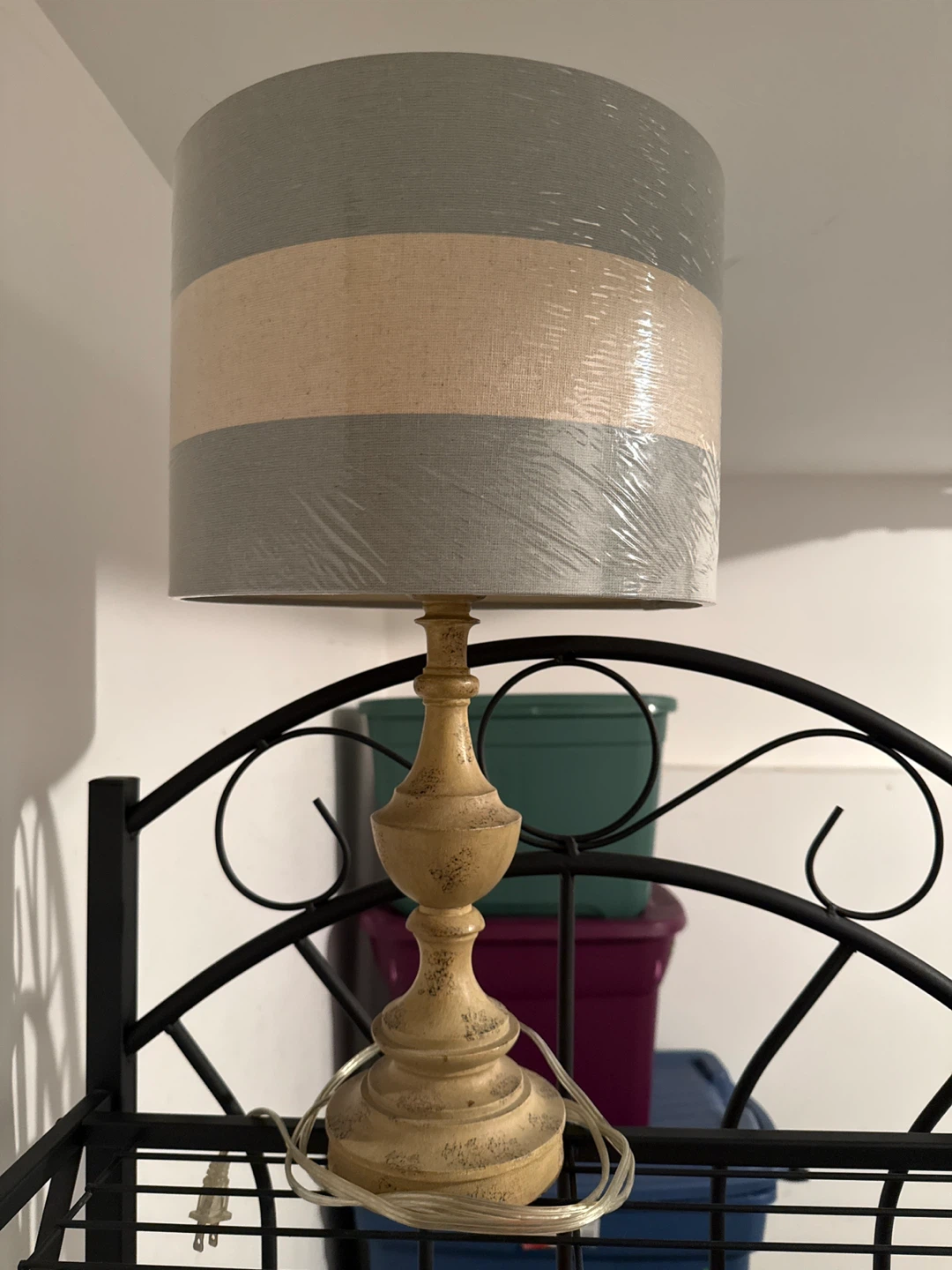 Striped Table Lamp with Neutral Tones