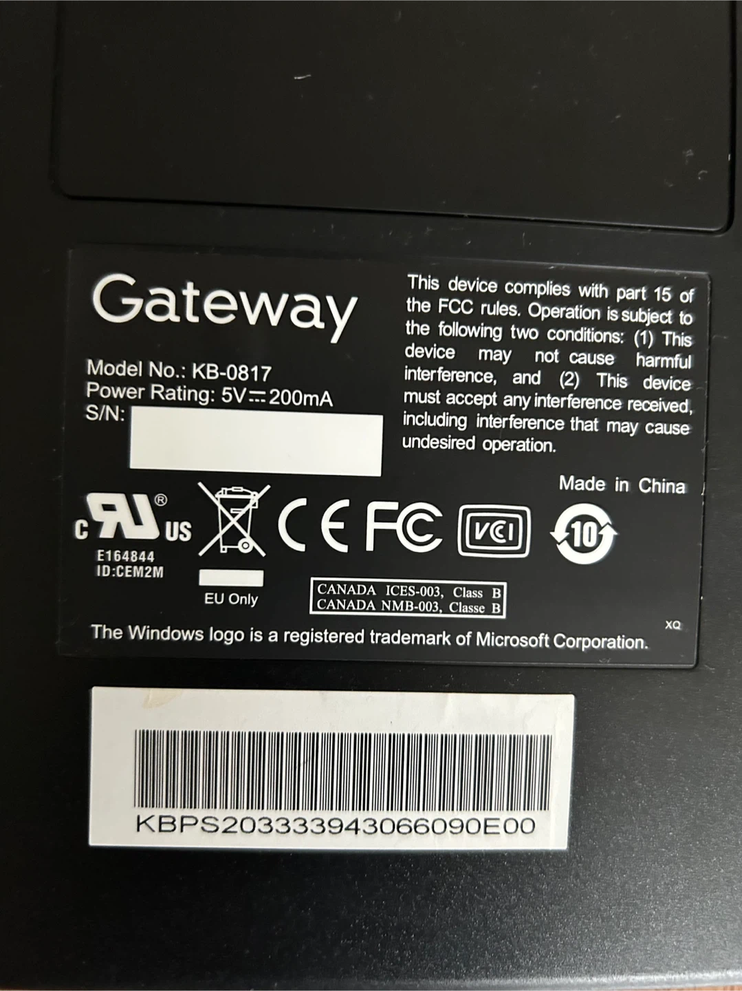 Gateway Keyboard KB-0817 + Logitech Mouse M-SBN96 – Office Set - photo 4
