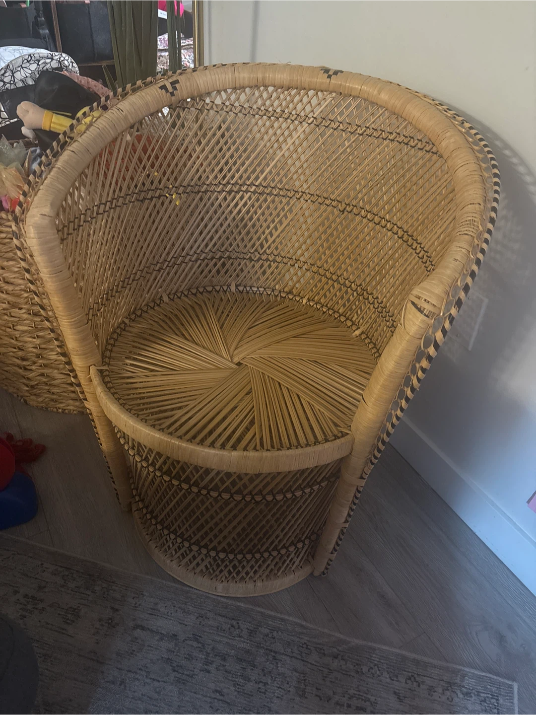 Vintage Wicker Rattan  Peacock Chair