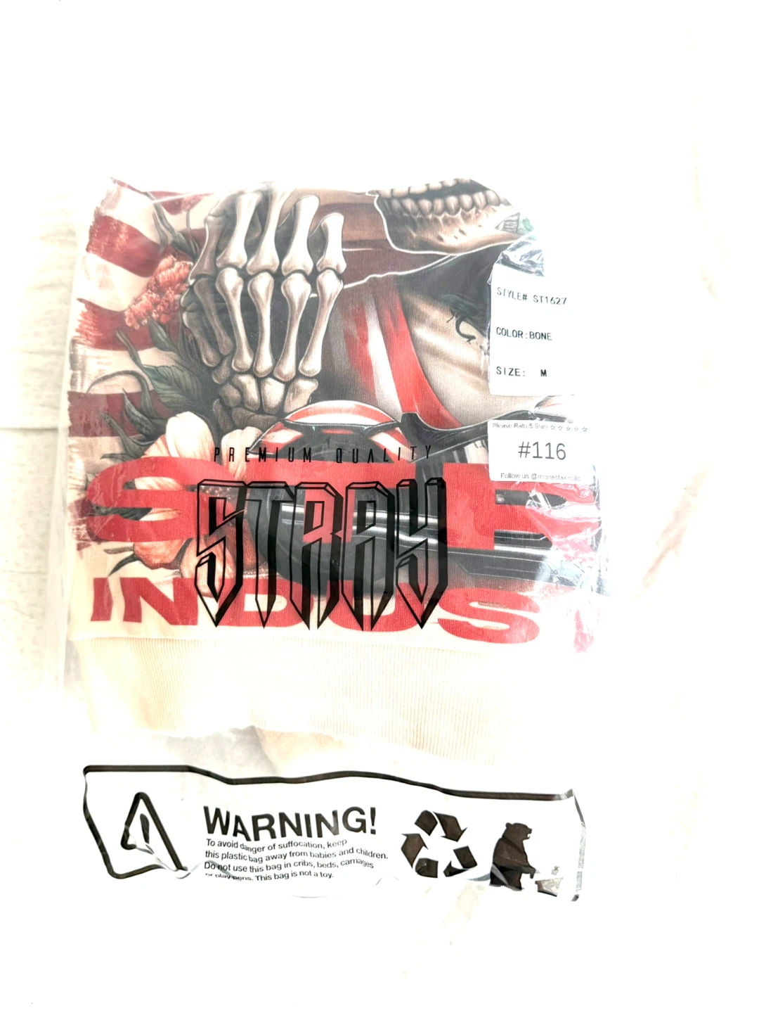 STRAY INDUSTRIES Worldwide Skeleton Graphic Hoodie Size M - photo 4