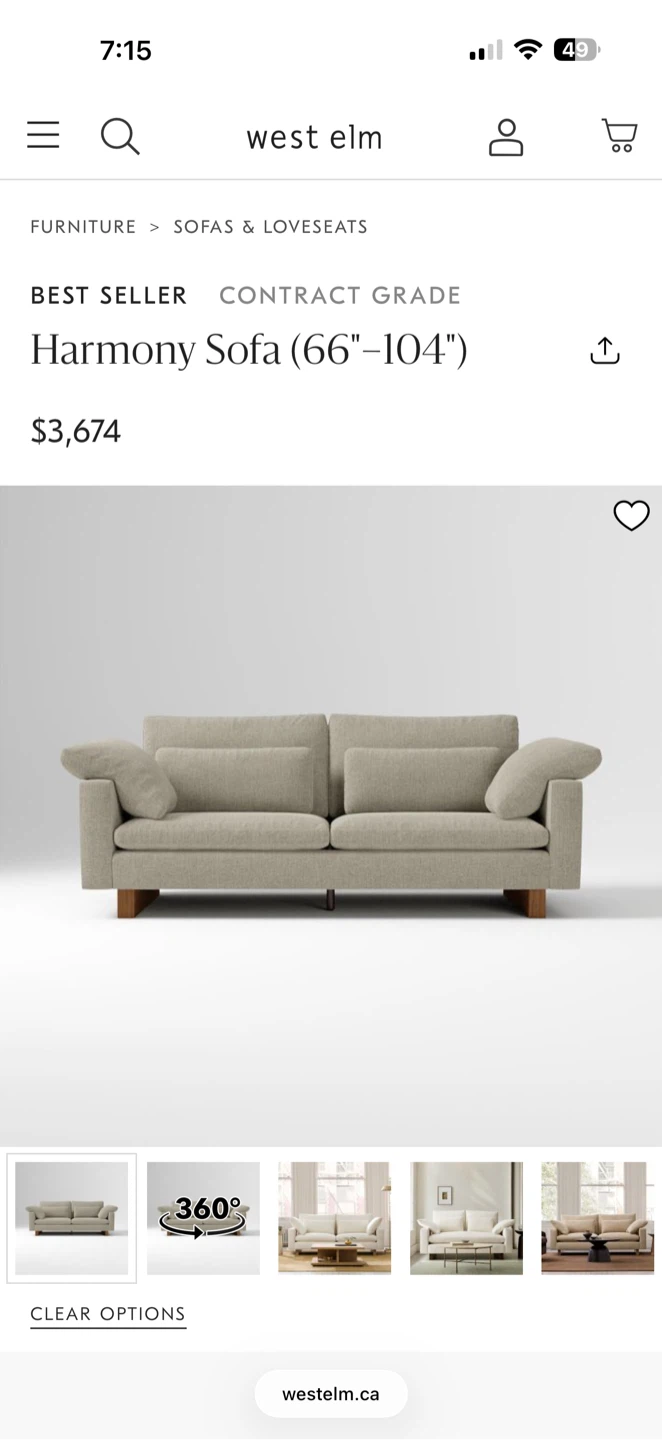 West Elm Harmony Down Sofa (82 inches) - photo 2