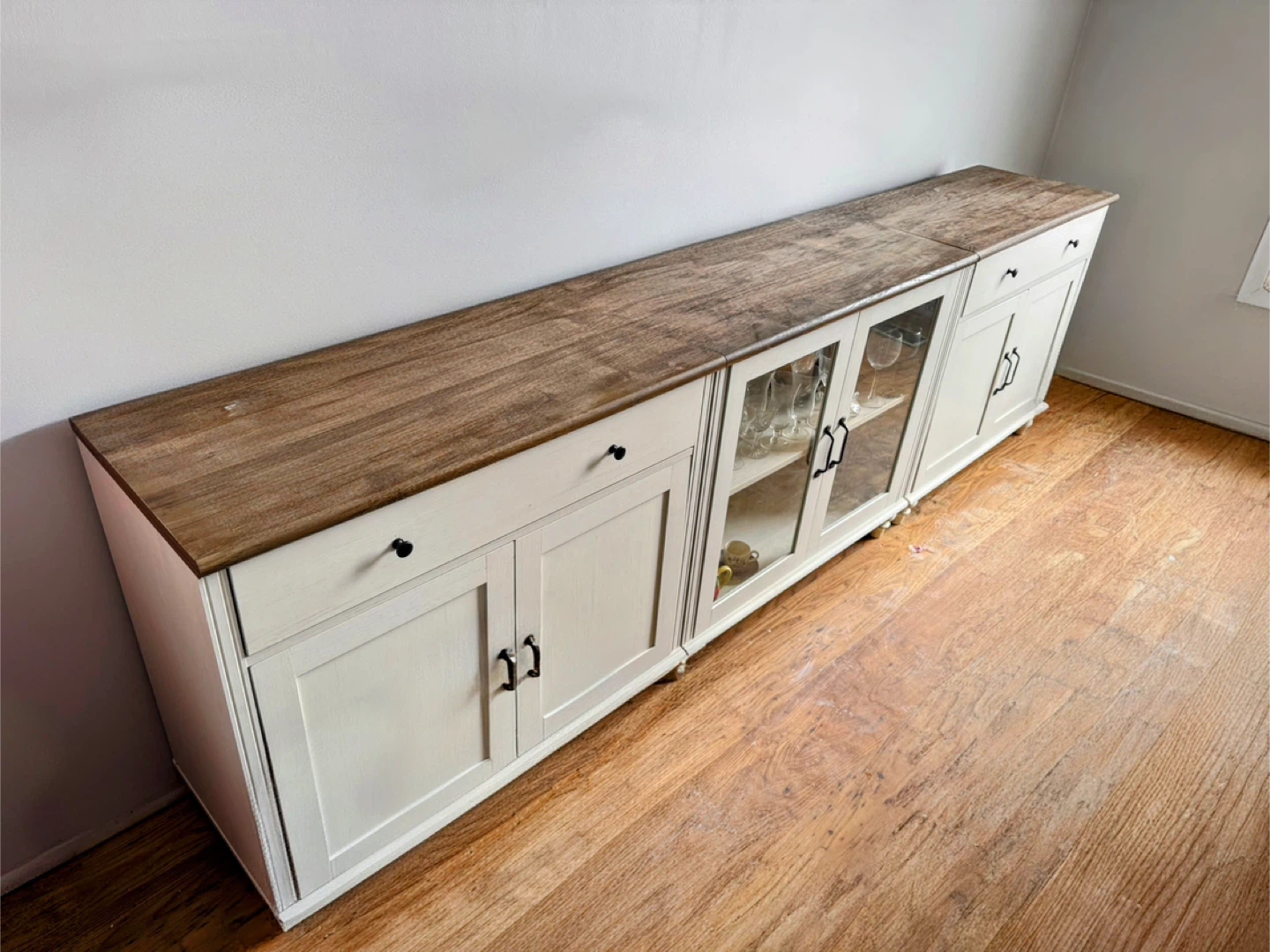 Farmhouse Buffet / Sideboard Cabinet with Glass Doors