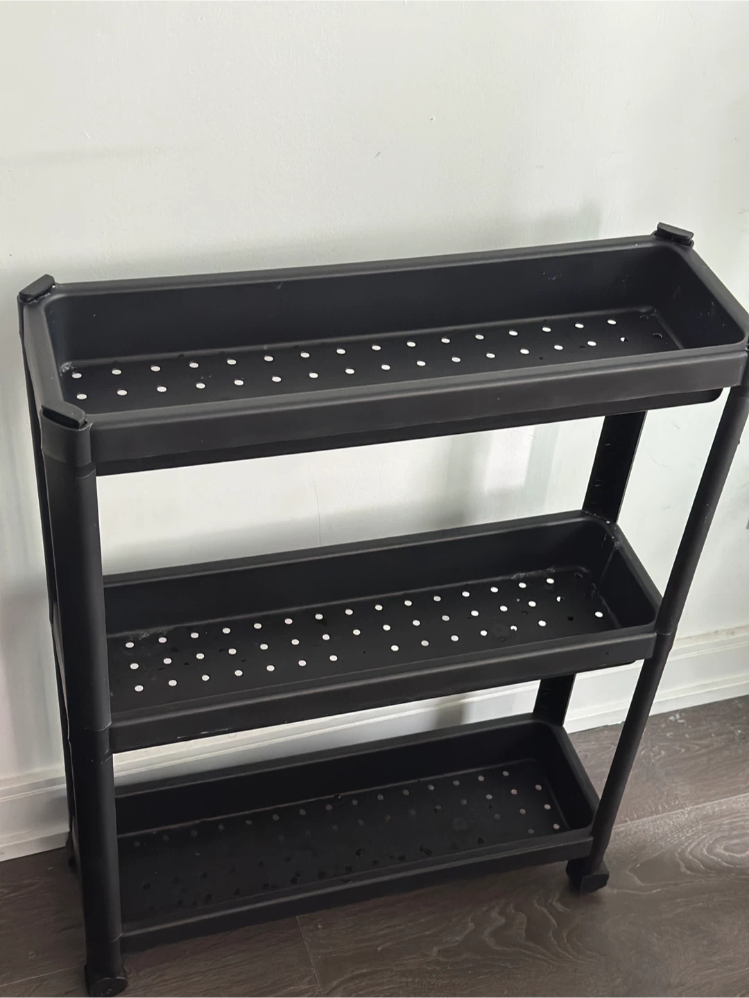 Black 3-Tier Plastic Storage Shelf - photo 2
