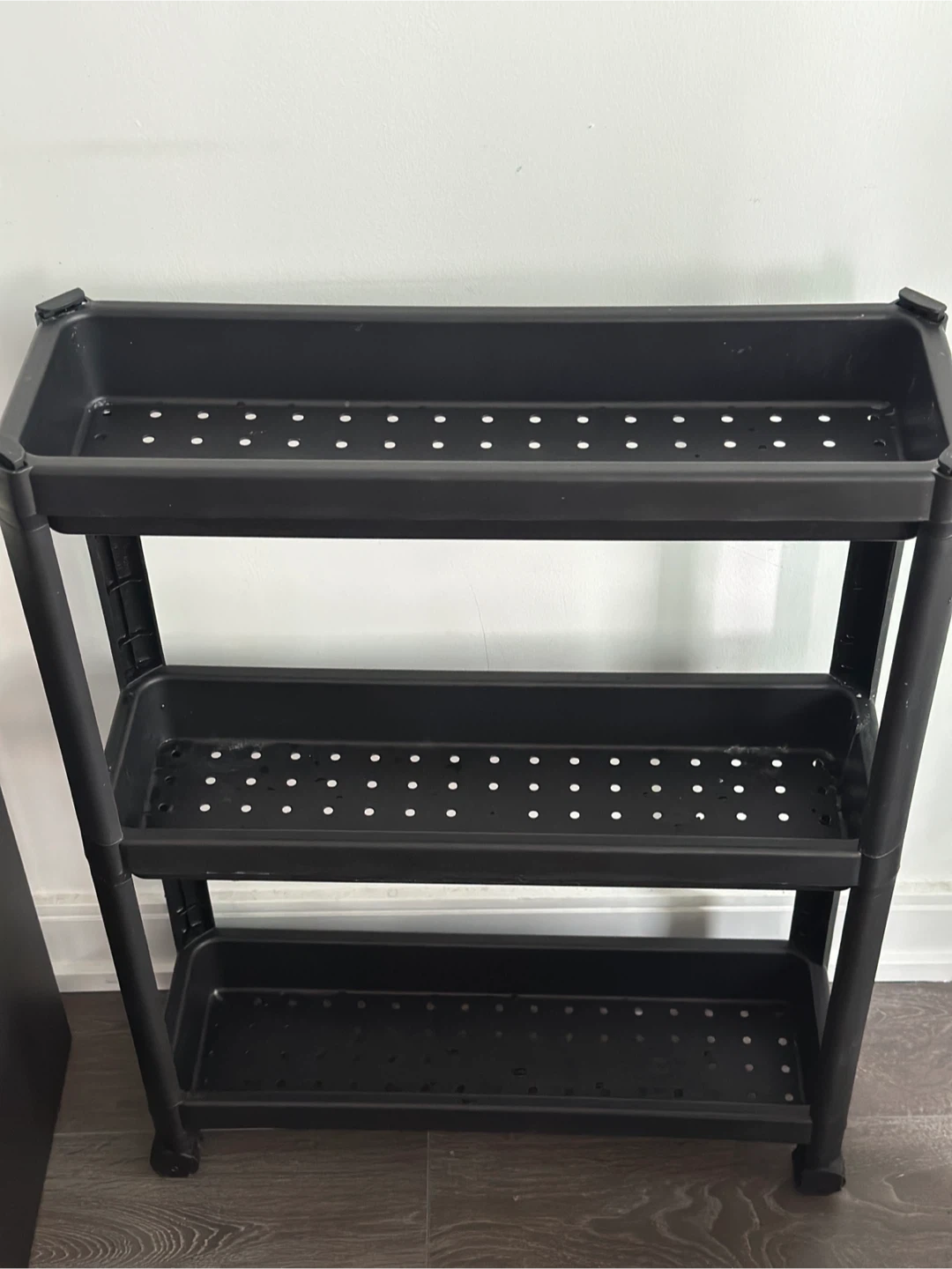 Black 3-Tier Plastic Storage Shelf - photo 3