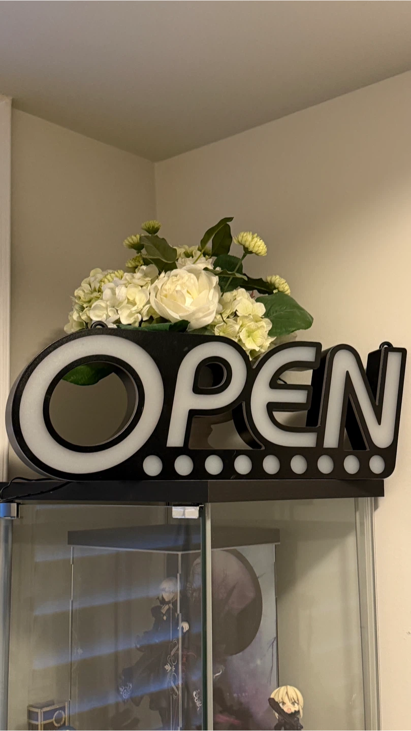 Light Up "OPEN" Sign with Flowers