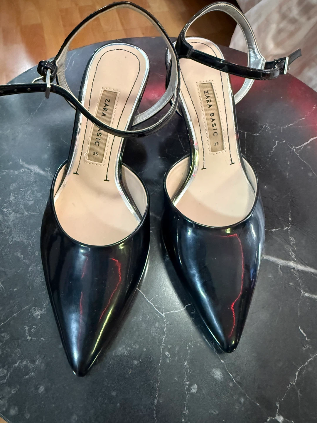 Zara Basic Collection Black Patent Heels - Size 35