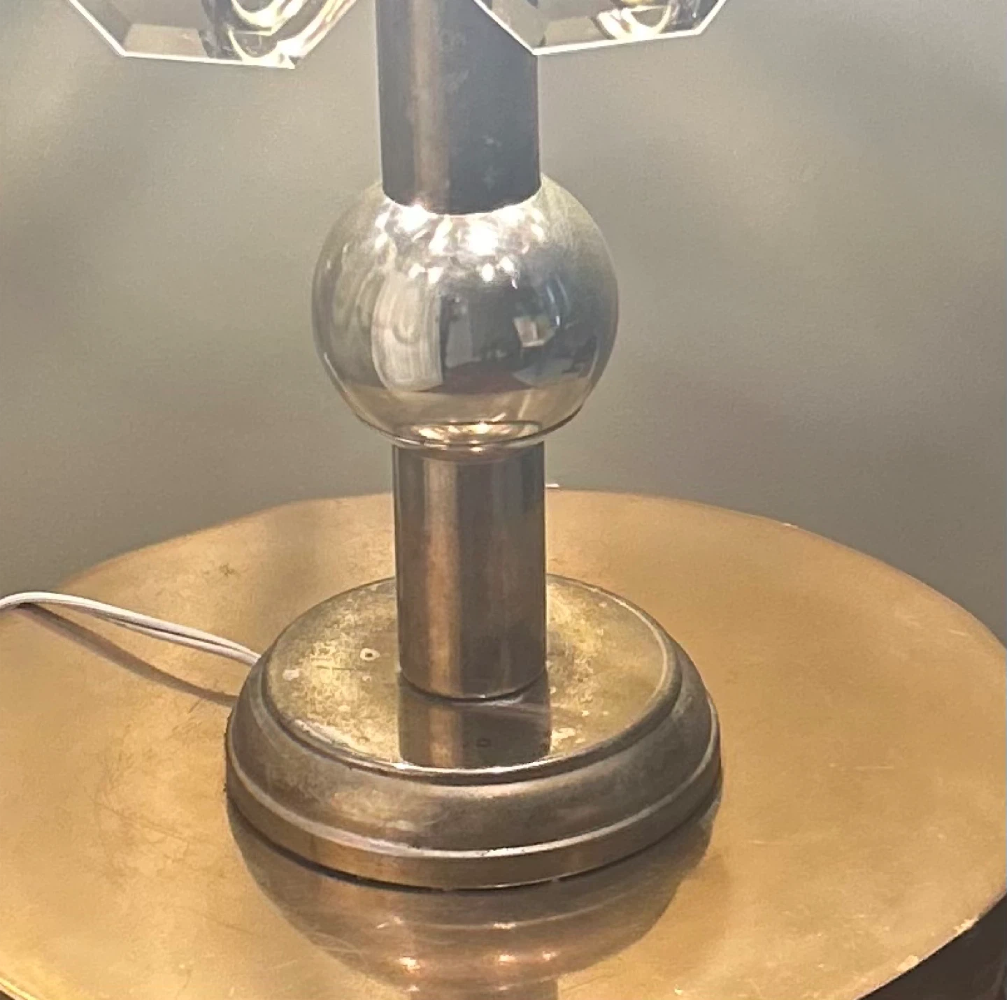 Brass "Starburst" Etched glass Table Lamp (MCM) - photo 3