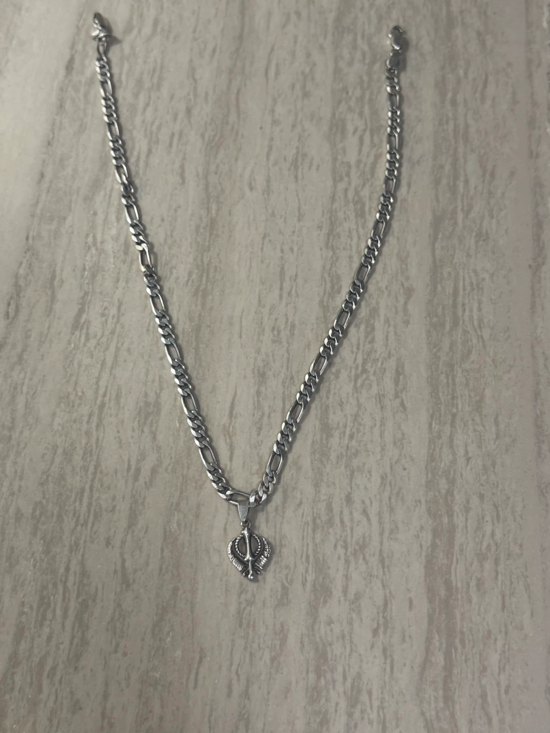 Silver Chain Necklace with Khanda Pendant - photo 2