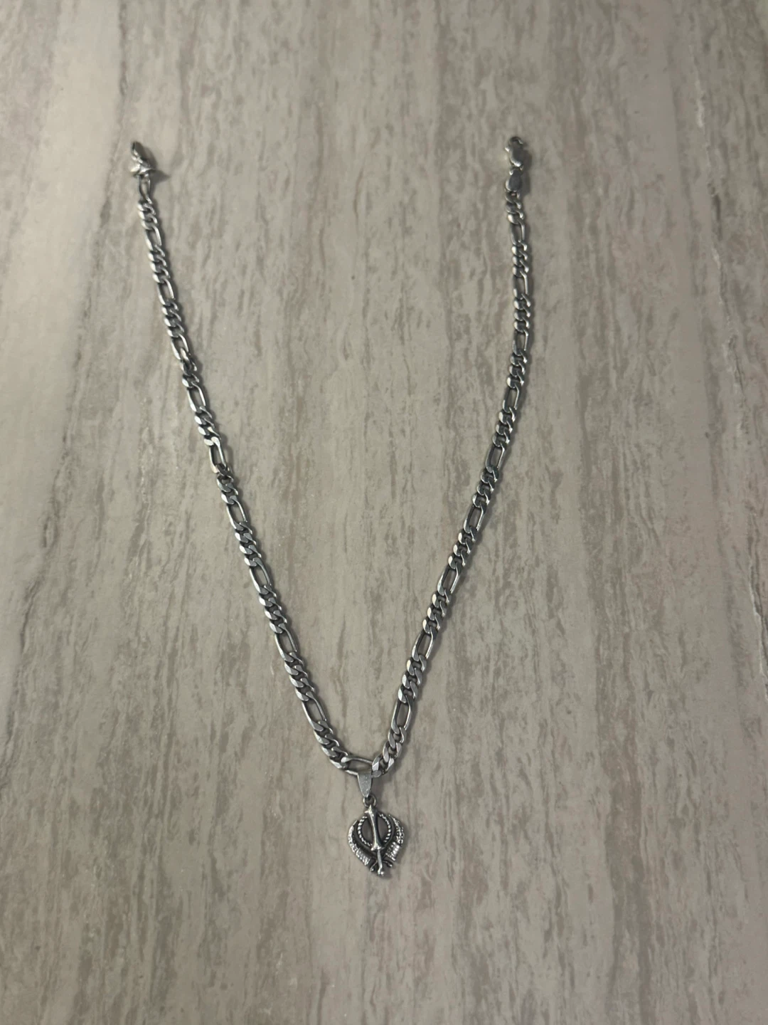 Silver Chain Necklace with Khanda Pendant - photo 5