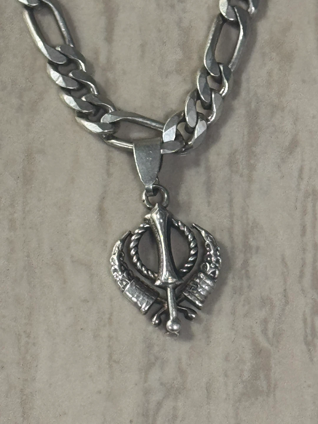 Silver Chain Necklace with Khanda Pendant - photo 3
