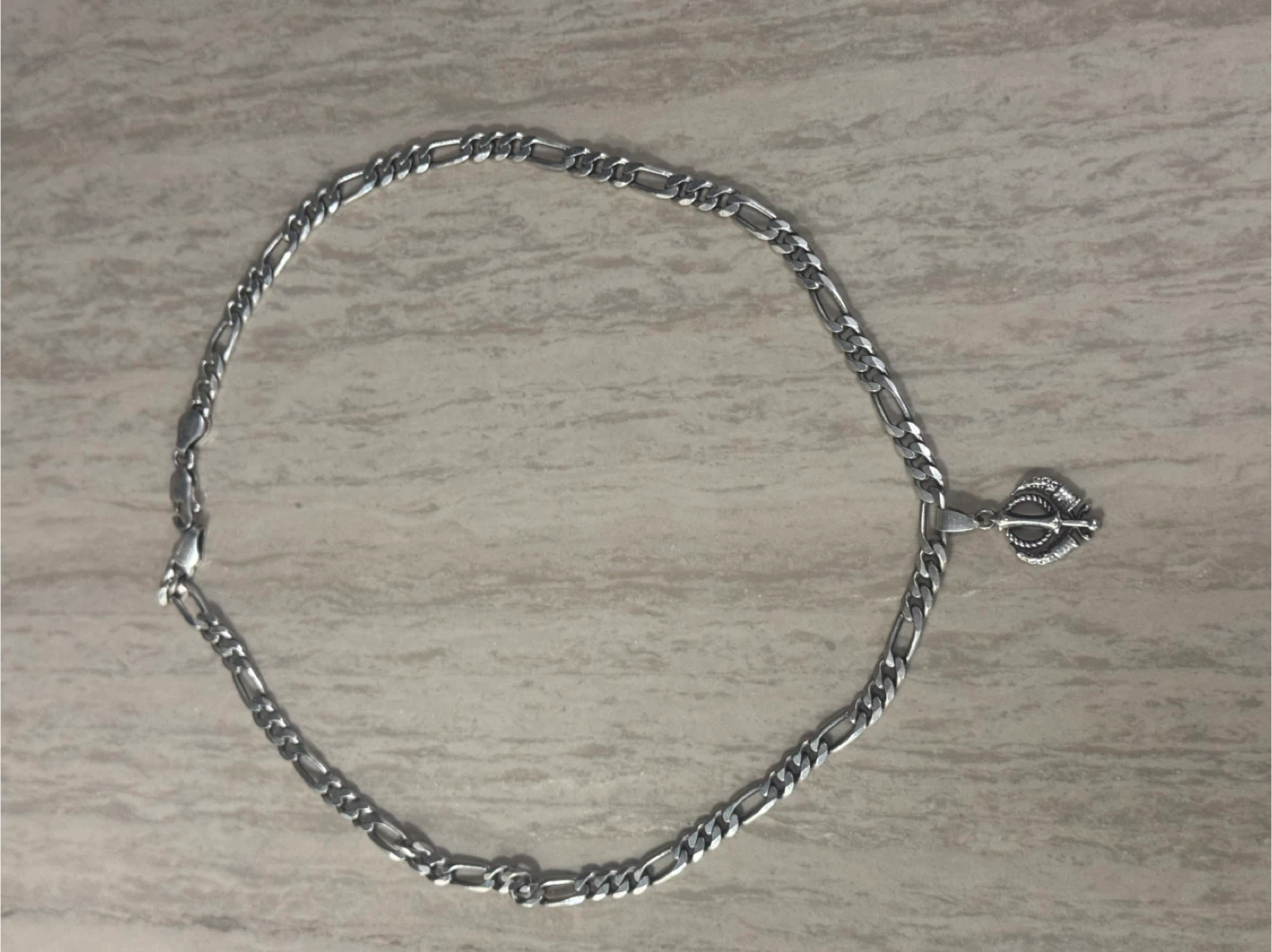 Silver Chain Necklace with Khanda Pendant