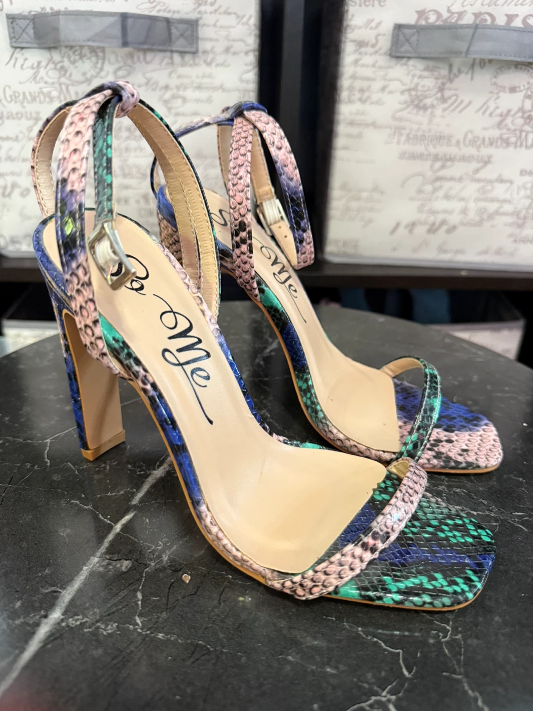 So Me Strappy Heeled Sandals - Snake Print size 6