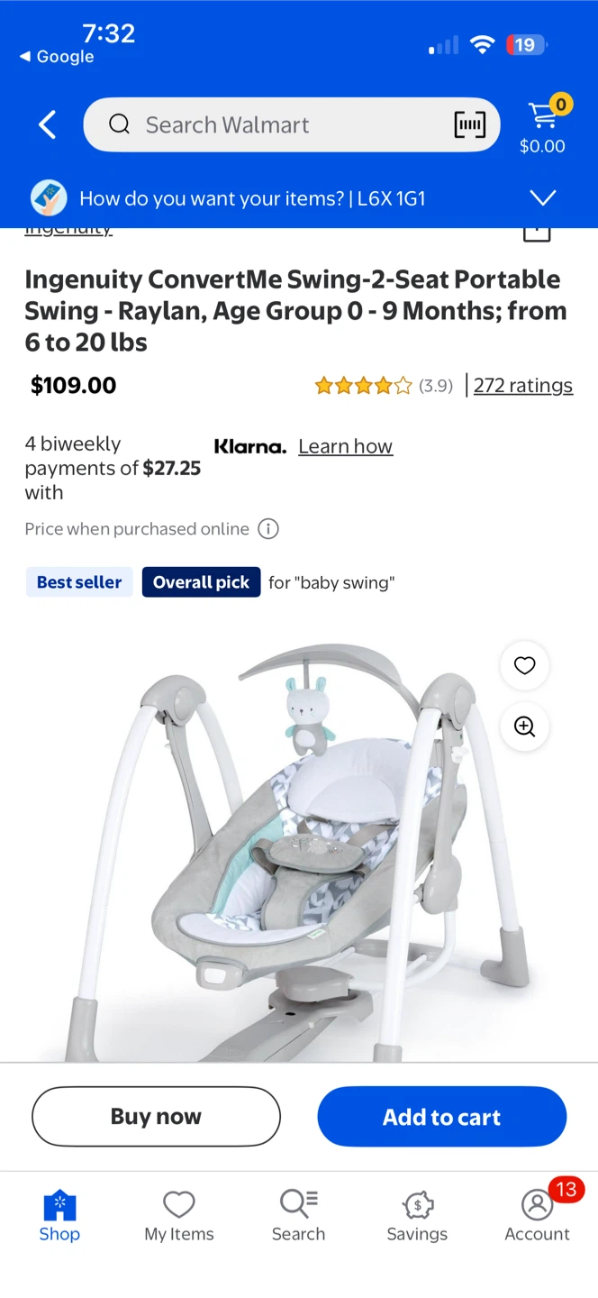 Ingenuity ConvertMe Portable Swing - Raylan