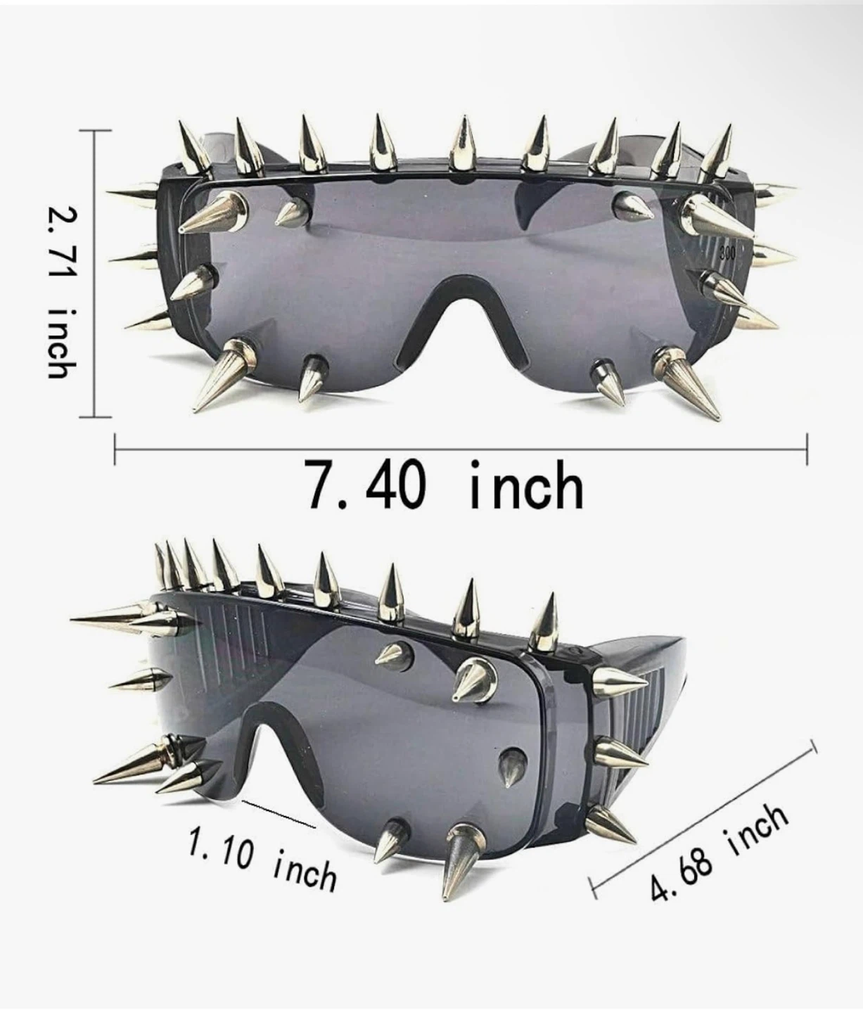 Punk Rocker Large Shield Spike Fashion Novelty Club Sunglasses - photo 2