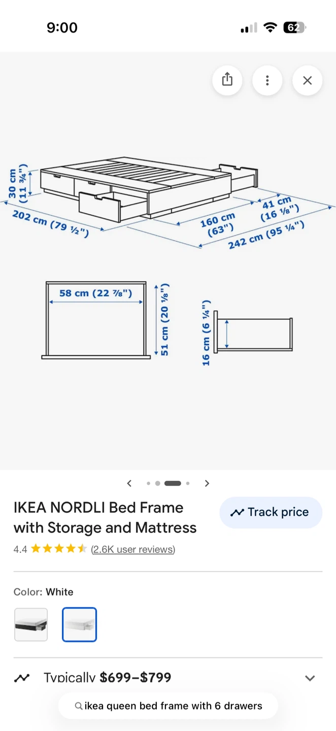 IKEA NORDLI Bed Frame with Storage