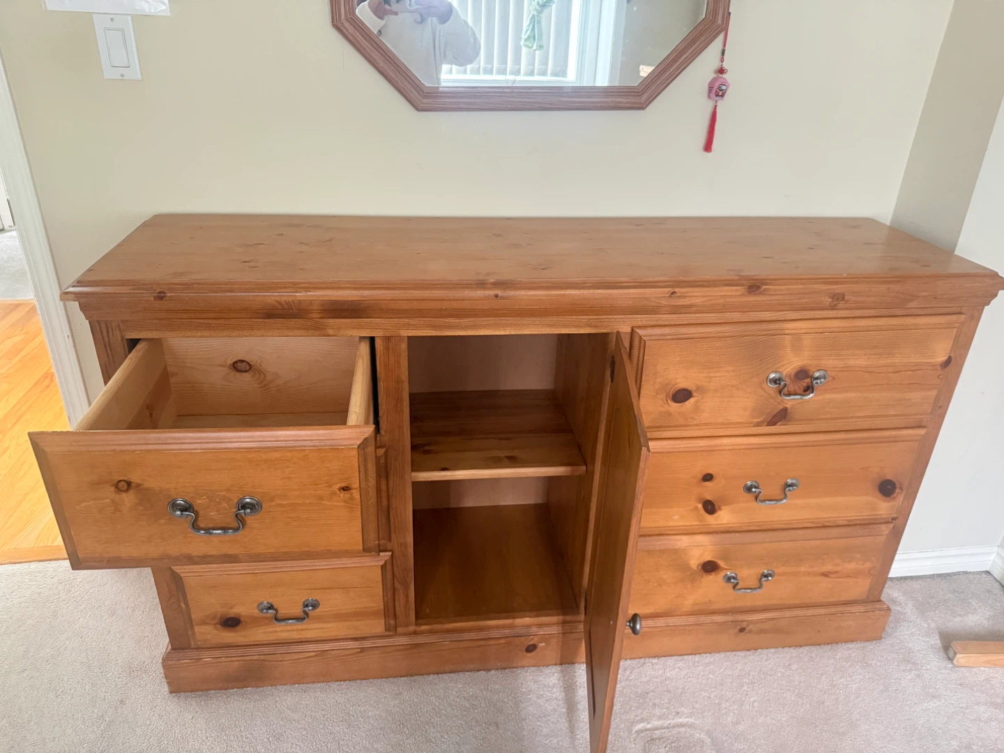 Pine Wood Dresser and Nightstand Set - photo 2