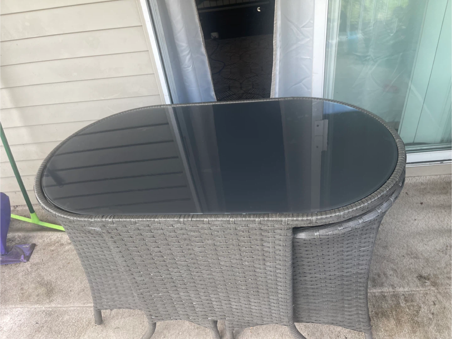 Wicker Patio Bistro Set with Glass Top Table - photo 2