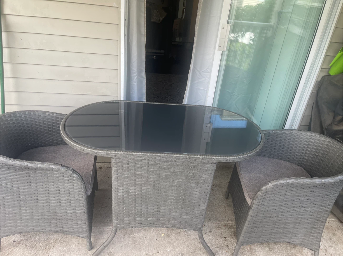 Wicker Patio Bistro Set with Glass Top Table