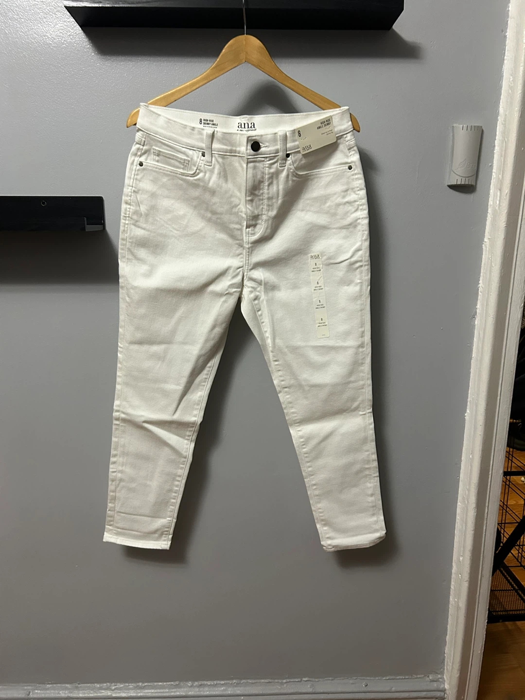 ANA High-Rise Skinny Ankle Jeans - White, Size 8 - photo 2