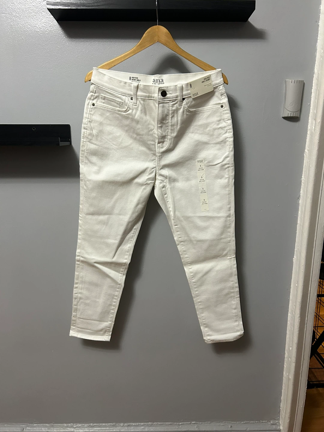 ANA High-Rise Skinny Ankle Jeans - White, Size 8 - photo 3