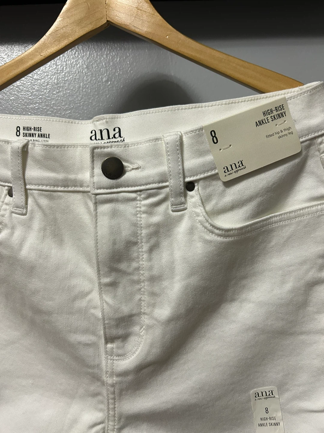 ANA High-Rise Skinny Ankle Jeans - White, Size 8