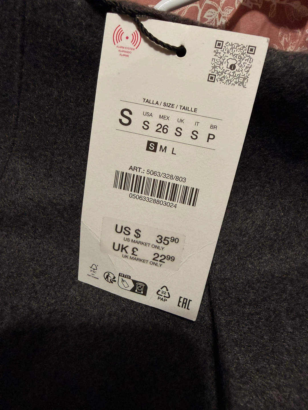 Zara Women's Pleated Mini Skirt - Charcoal Grey - Size S - photo 2