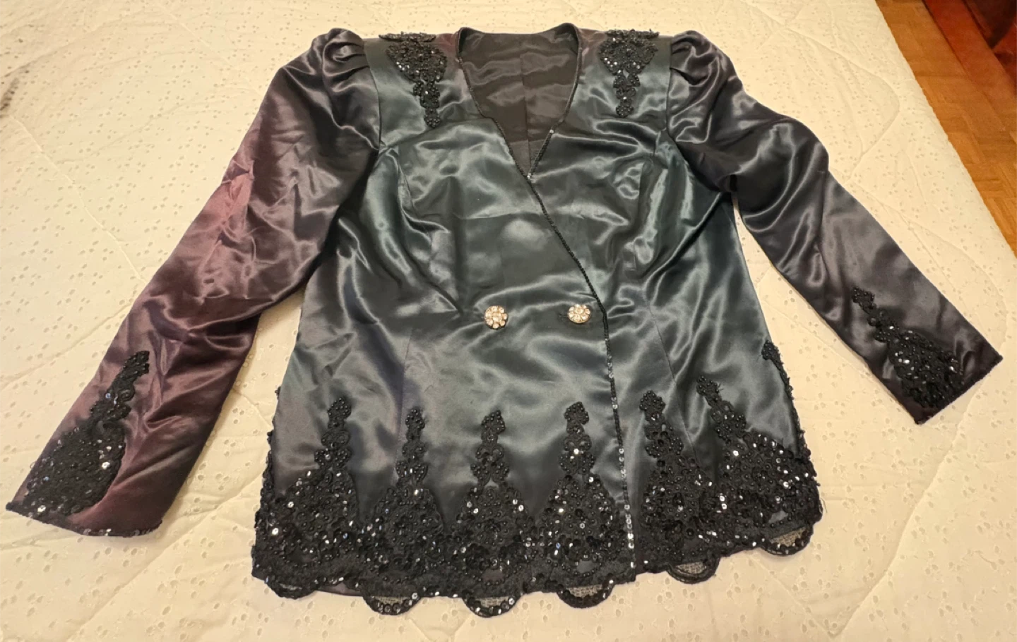 Vintage Satin Beaded Skirt & Jacket Set - Ombre 2 Piece Outfit 🥕 - photo 3