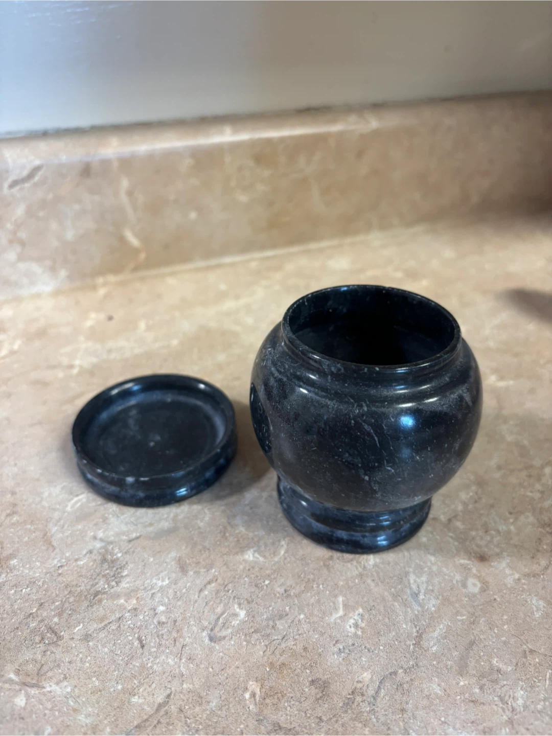 Small Black Marble Jar with Lid