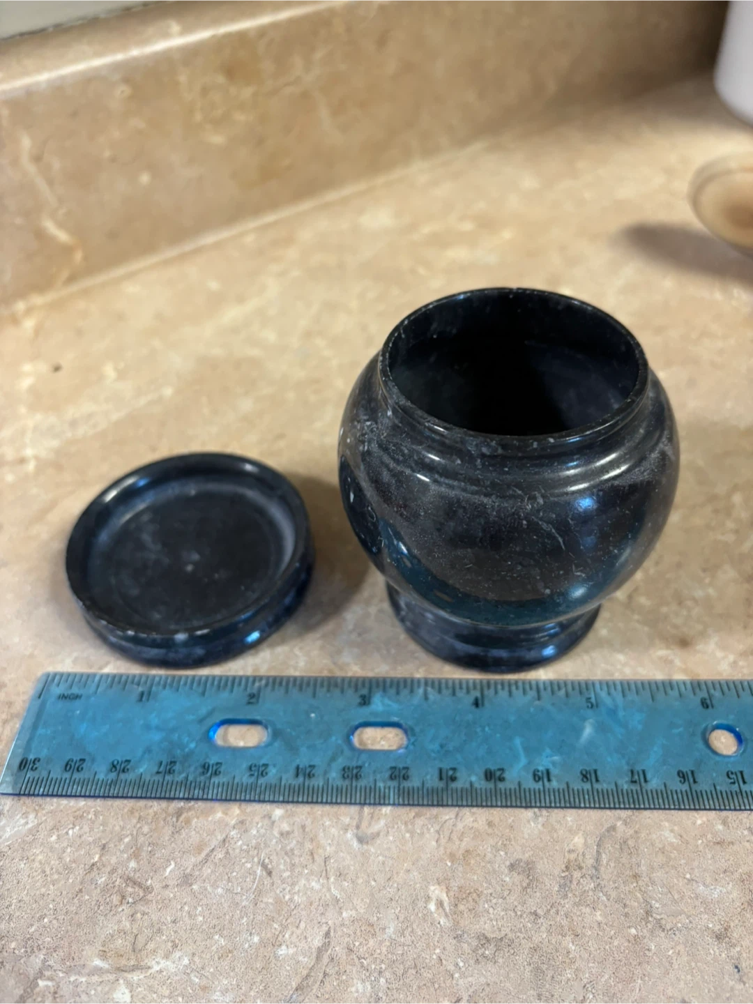 Small Black Marble Jar with Lid - photo 3