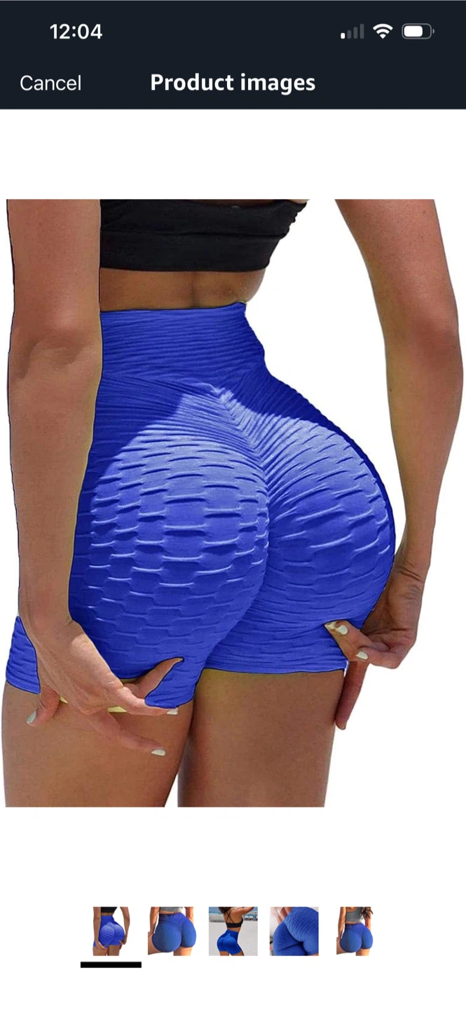 Textured Yoga Shorts - Blue/black