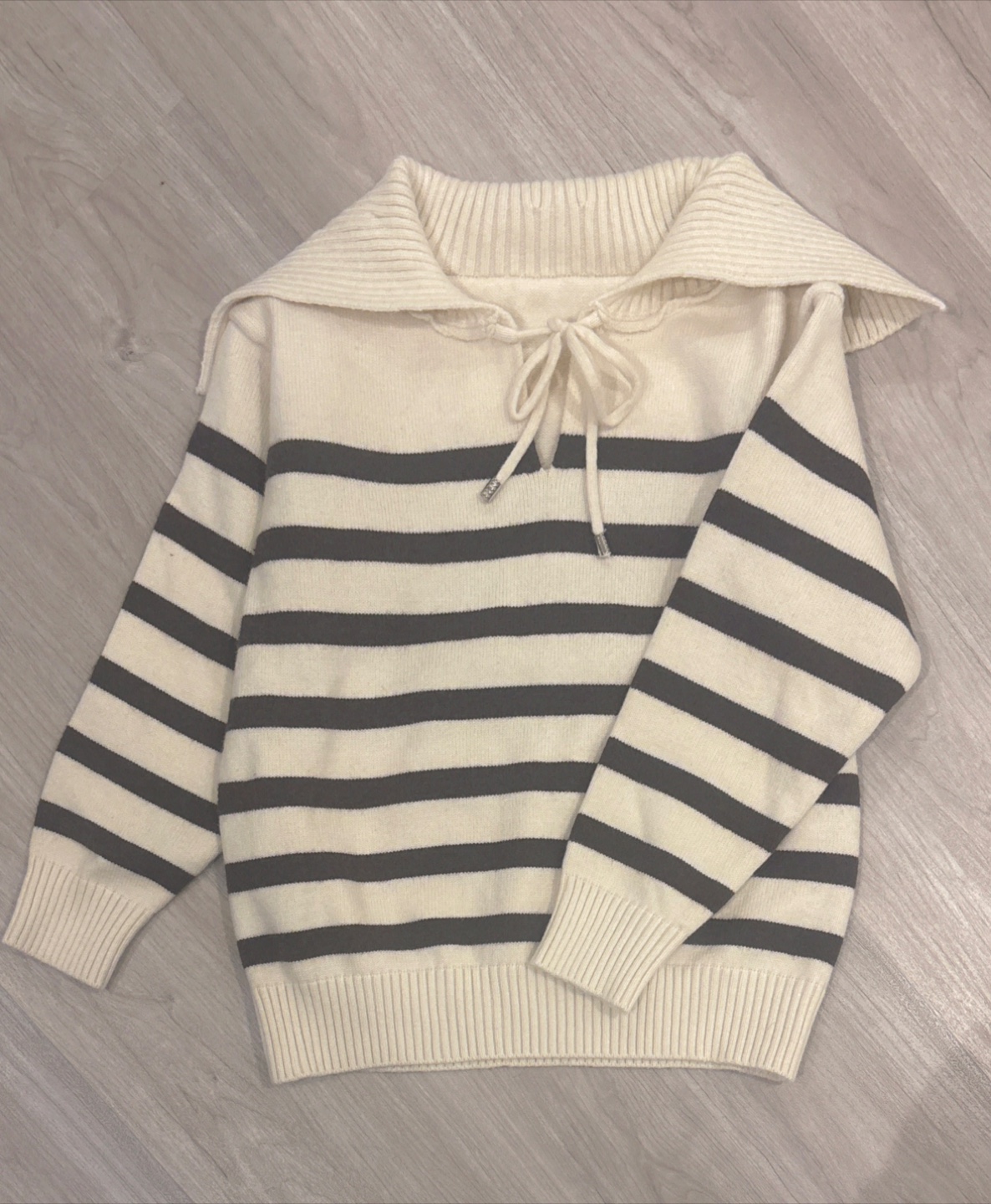 Striped Cream Sailor Collar Sweater