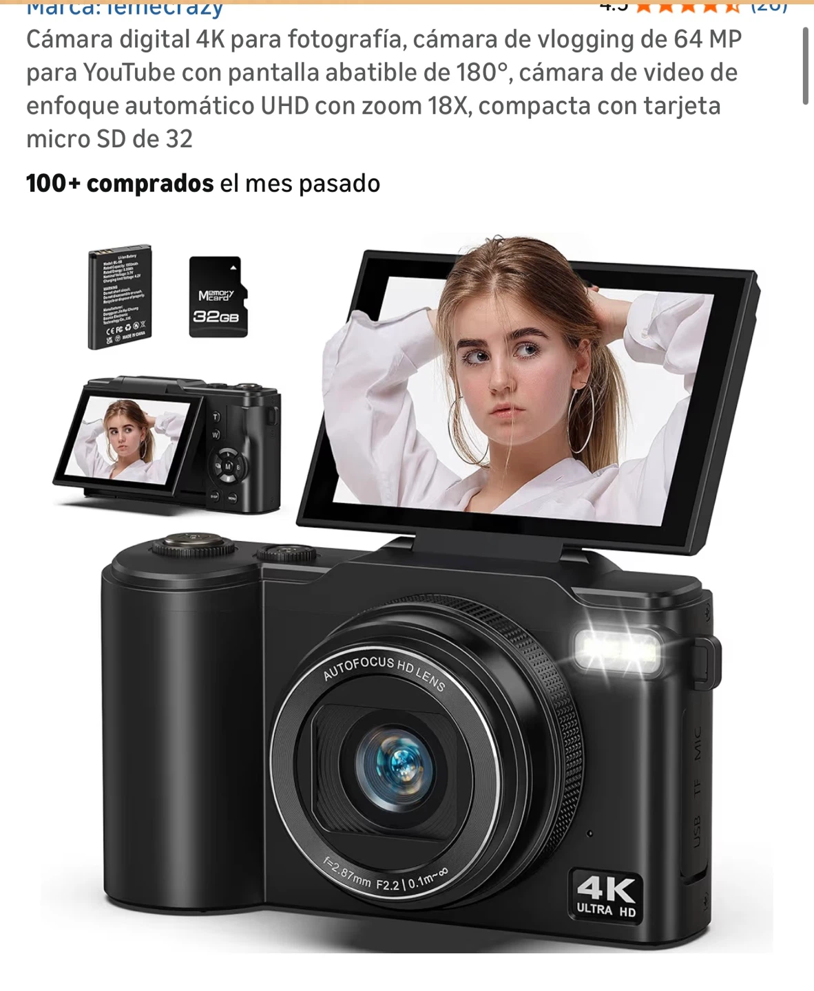 temeztazy 4K Digital Camera with 32GB SD Card