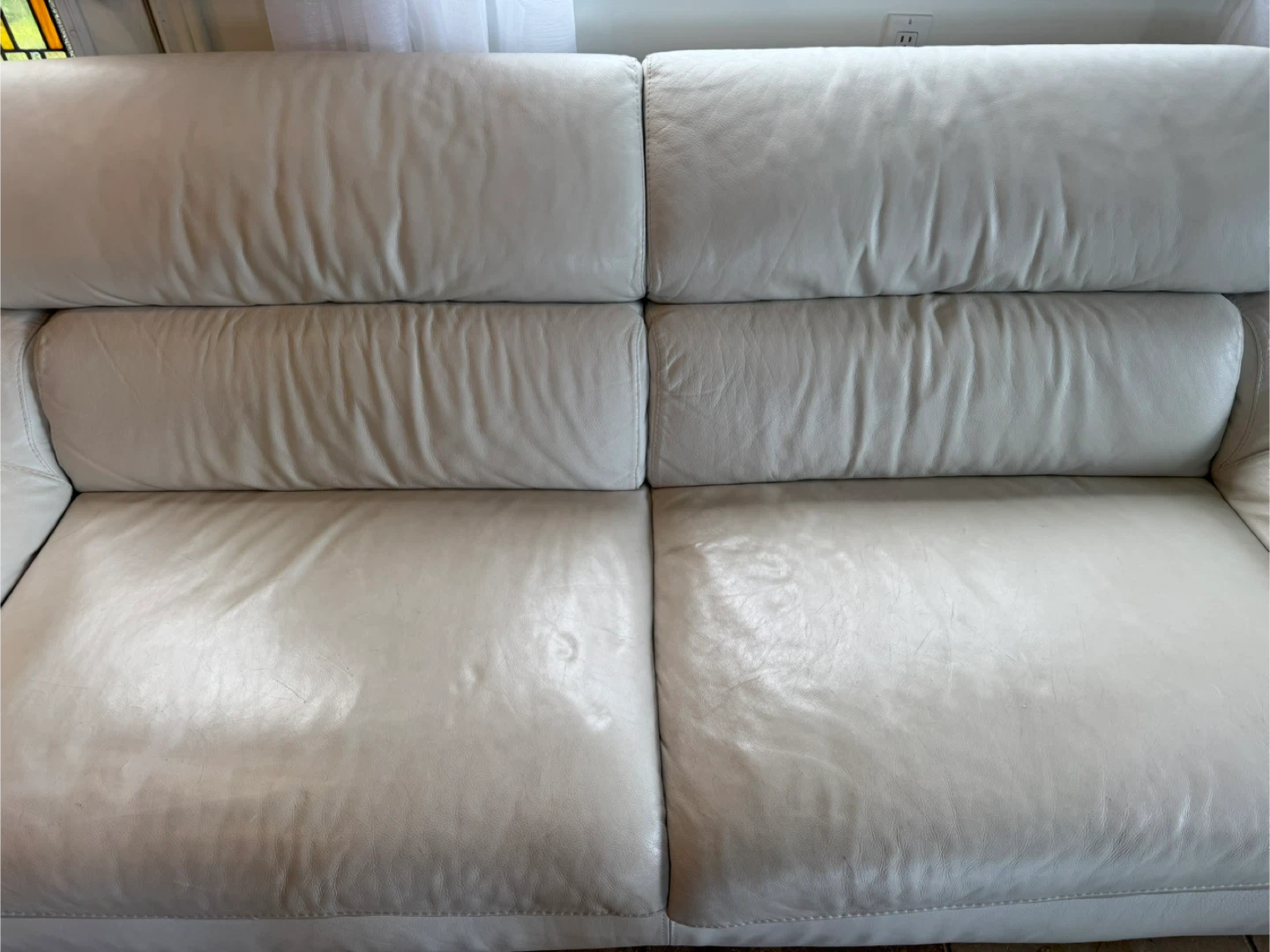 White Leather Loveseat - photo 3