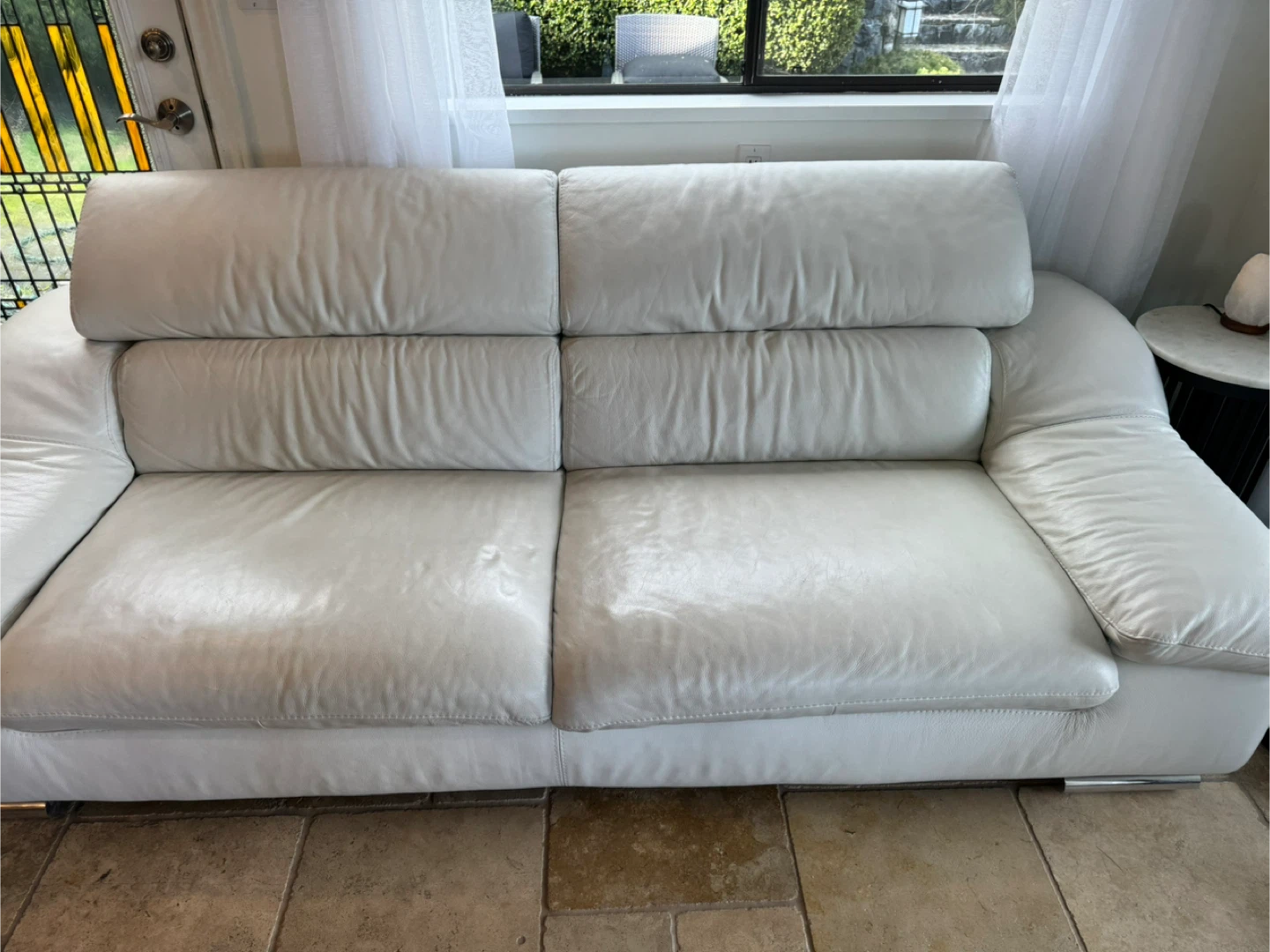 White Leather Loveseat