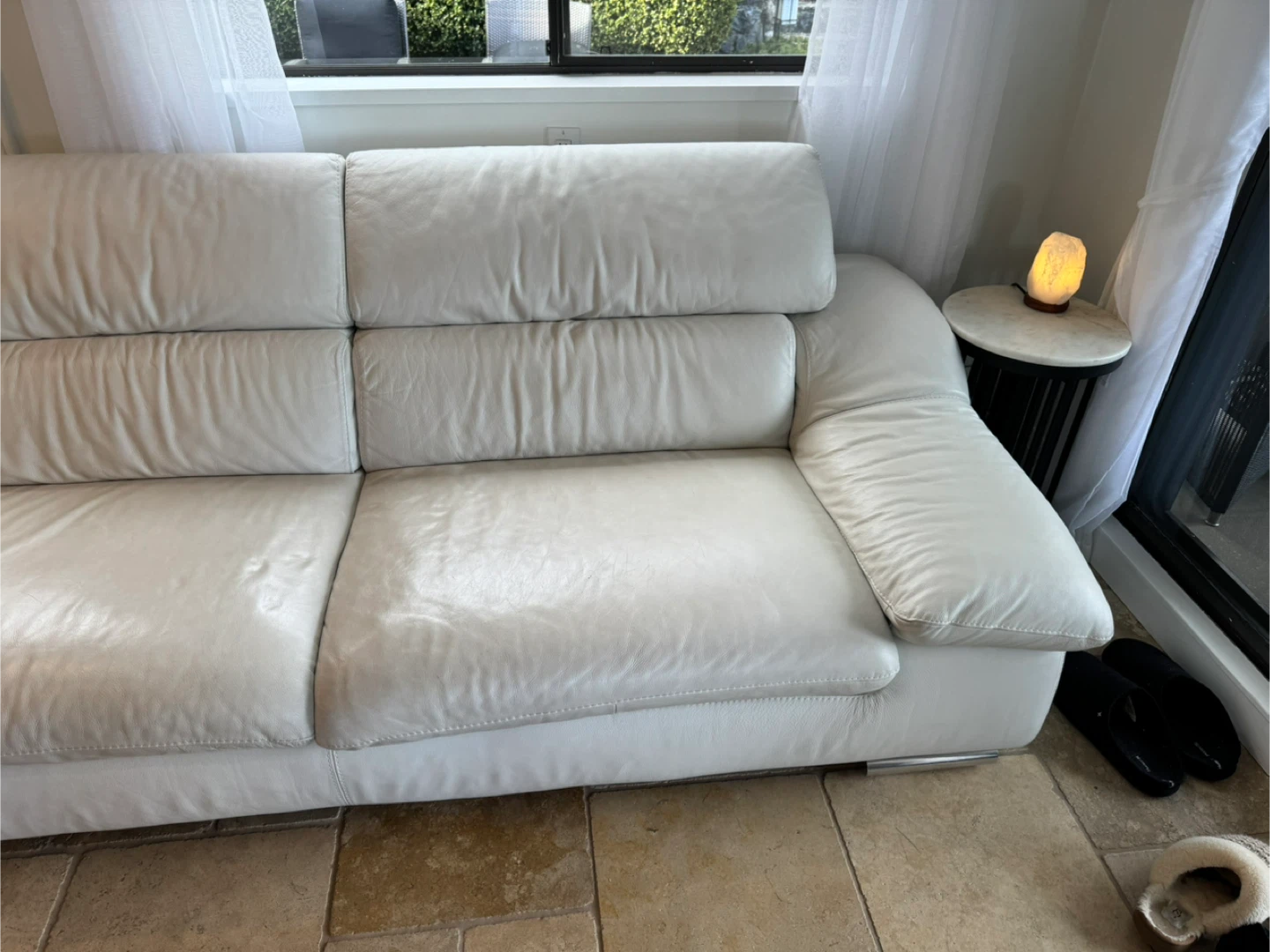 White Leather Loveseat - photo 4
