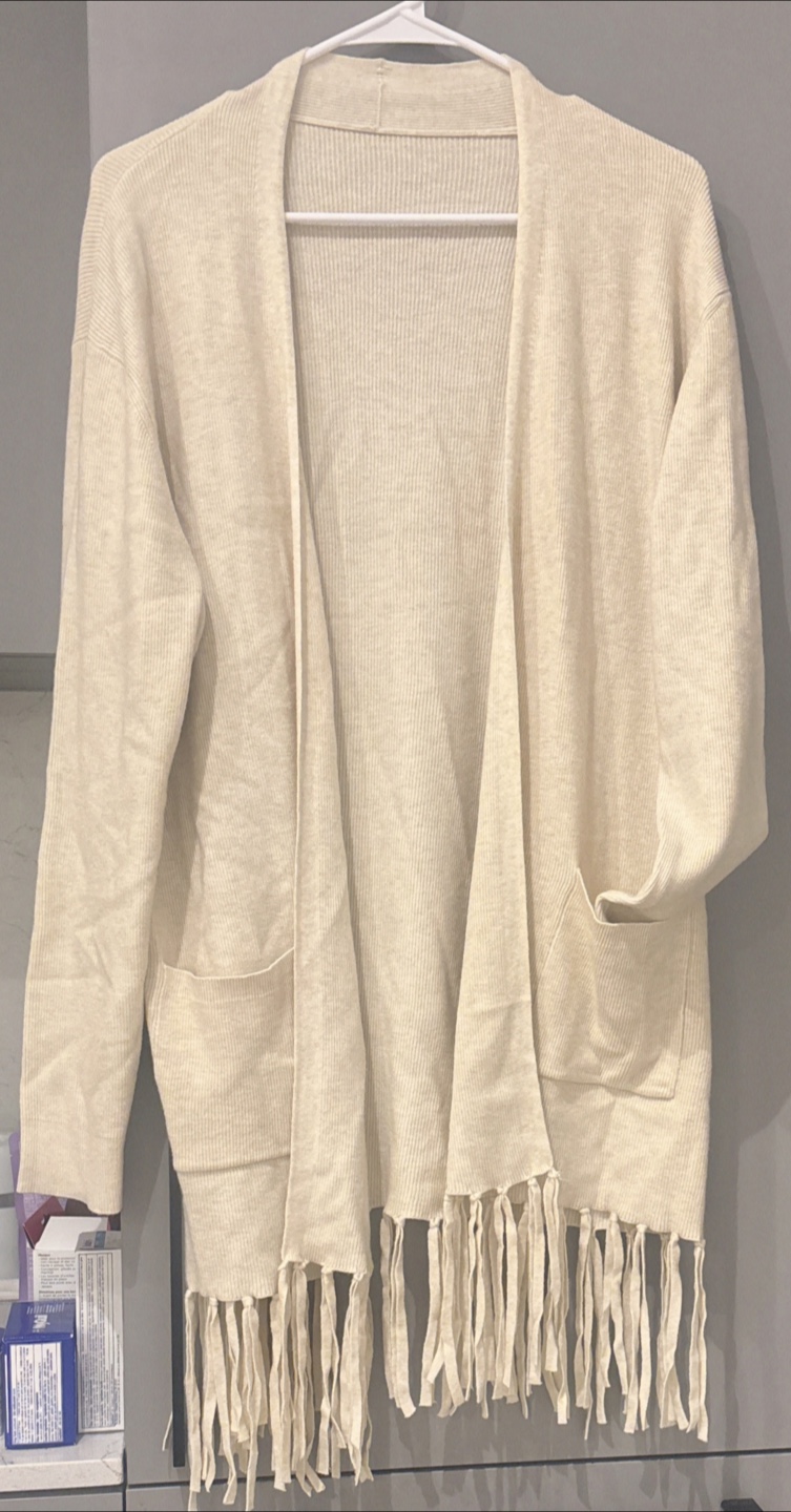 Cream Cardigan with Fringe