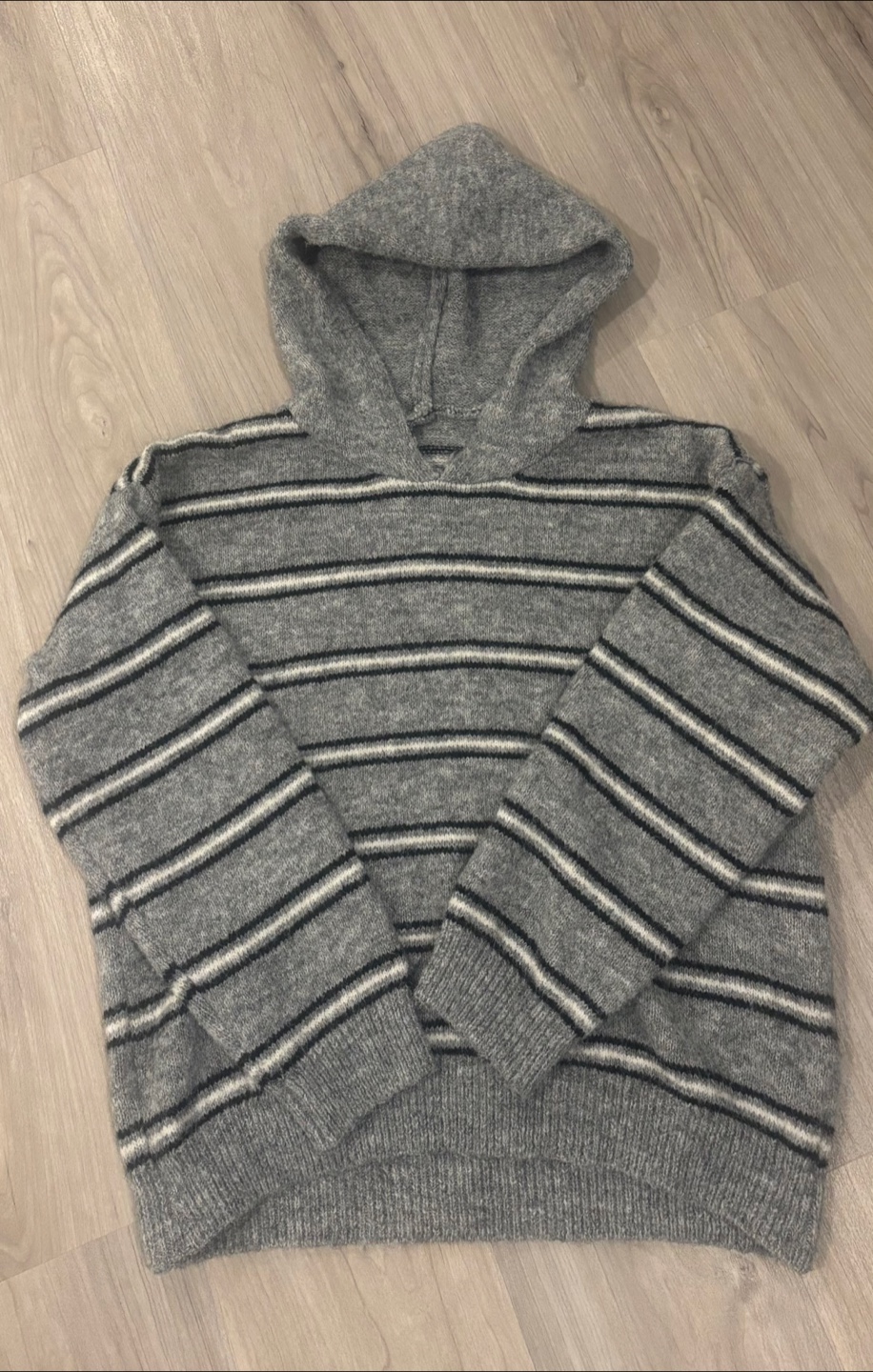 Grey Striped Hoodie
