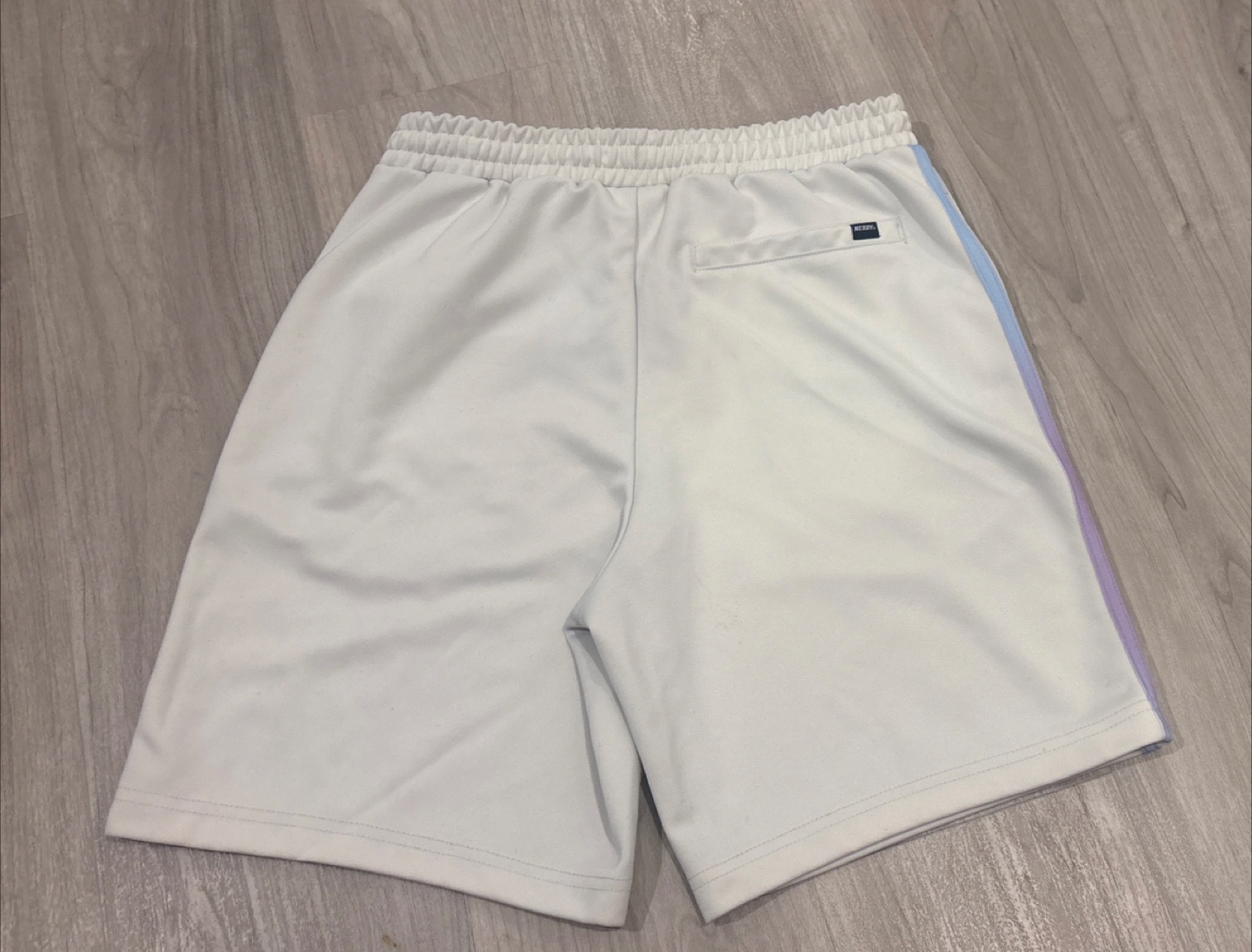 NERDY White Track Shorts with Purple/Blue Stripe Detail - photo 2