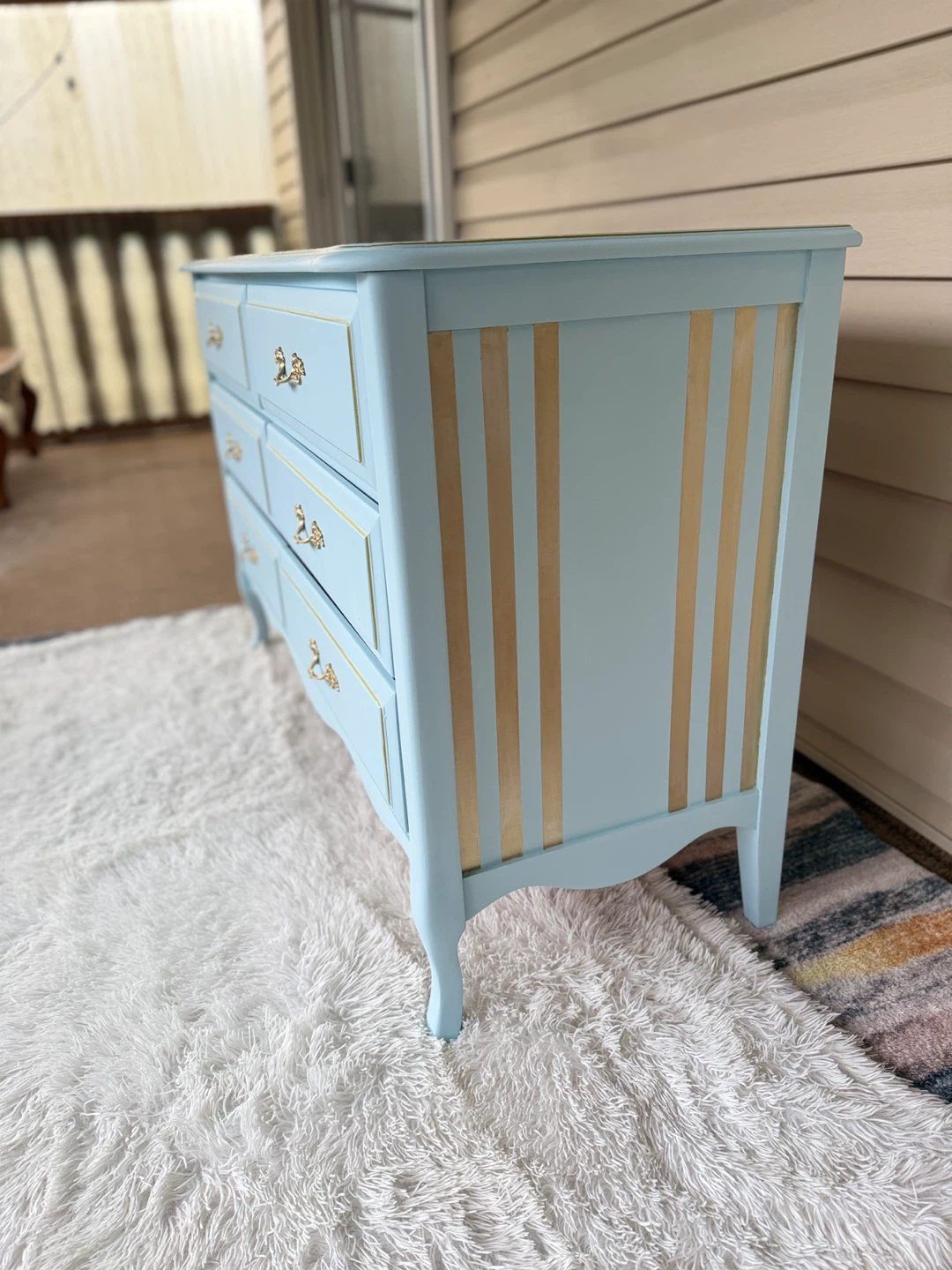 Light Blue Dresser with Gold Accents - photo 2